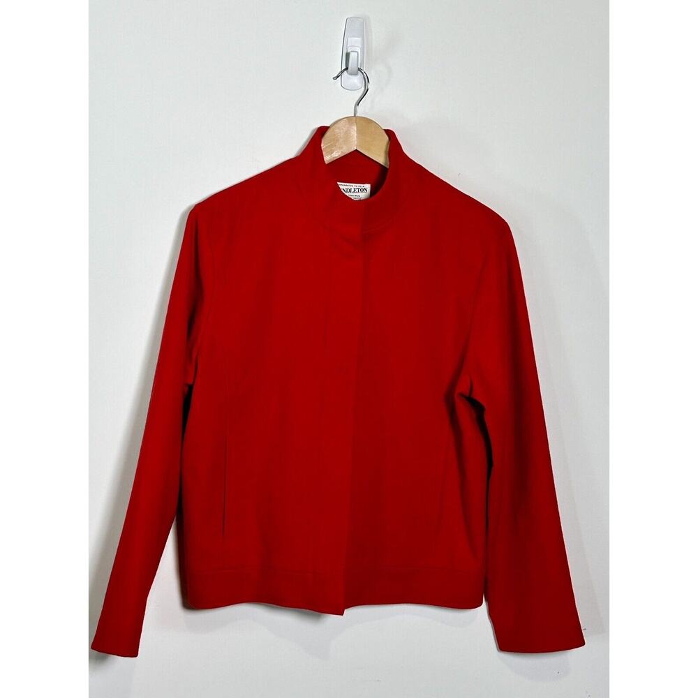 Pendleton Red Virgin Wool Zip Front Blazer‎ Jacket Size Medium
